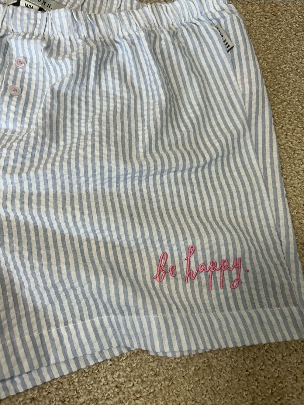 Rae Dunn Pajama Shorts Seersucker Size Medium Lot of 2 - Picture 3 of 9